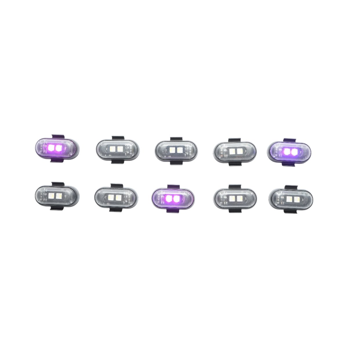 Set 10 lampi LED RGB stroboscopice cu telecomanda, 10 moduri, 8 culori, baterie litiu 110mAh reincarcabila USB-C IP65